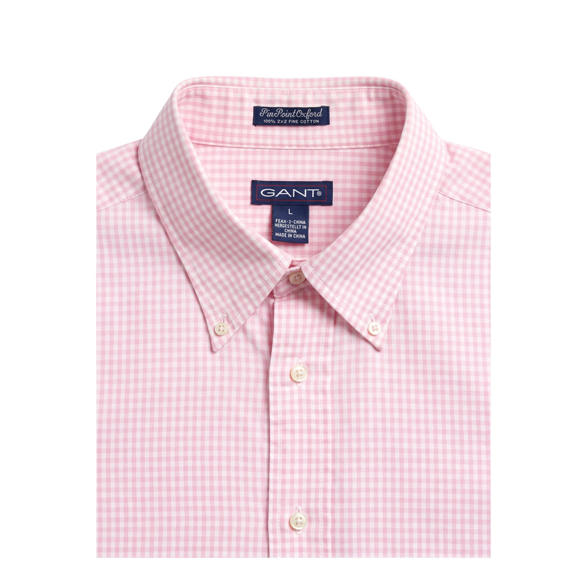 Bawełniana koszula GANT w różowo-białą kratkę vichy z kołnierzykiem button-down
