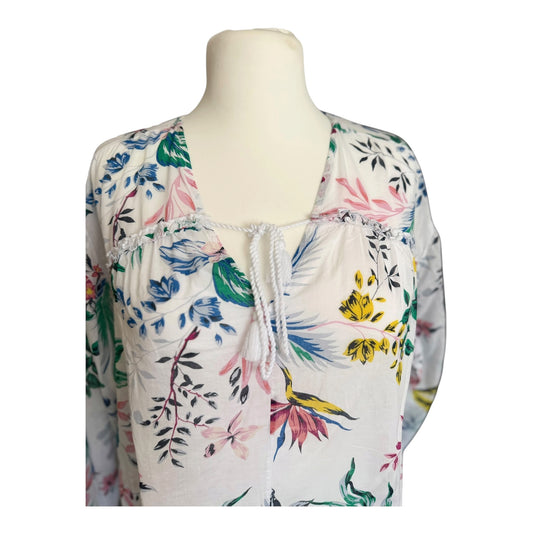 Lekka koszula bluzka w kwiaty Joe Fresh 46 3XL 100% bawełna tunika boho chwost