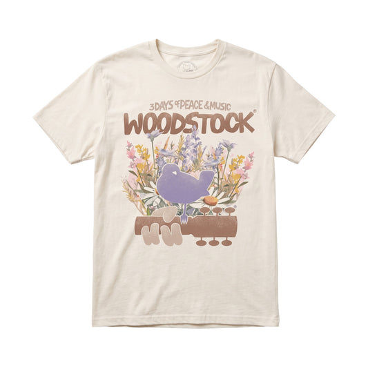 Kremowy bawełniany T-shirt Woodstock L w stylu retro i hippie