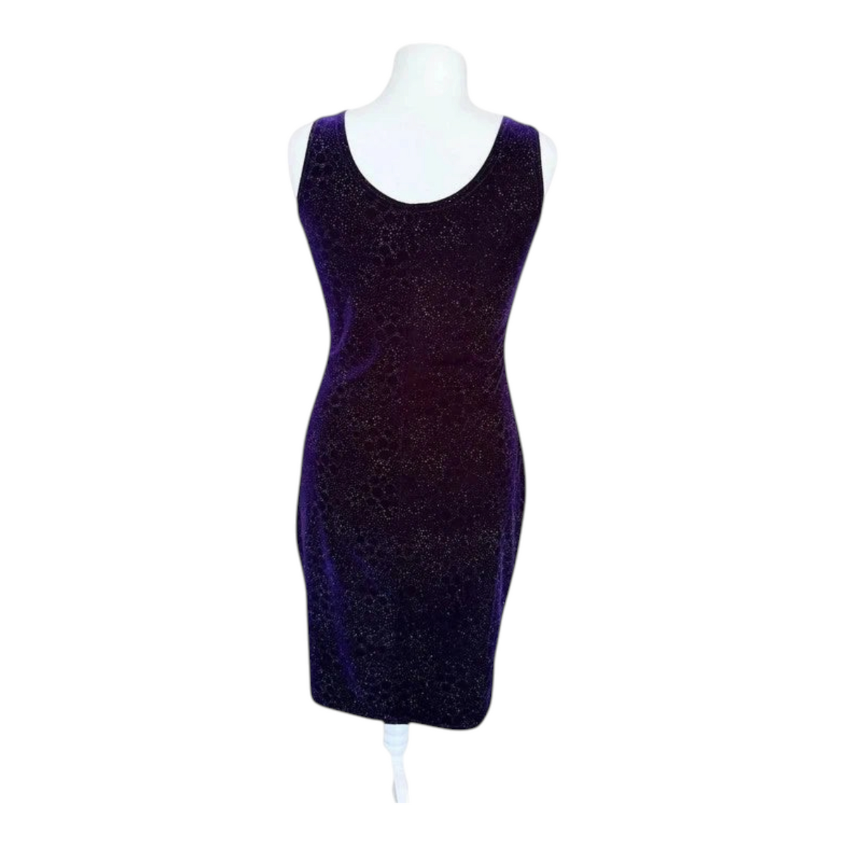 TrickandChic fioletowa welurowa sukienka Onyx Nite by Wendy Chaitin w stylu Y2K z brokatem, widok z tyłu