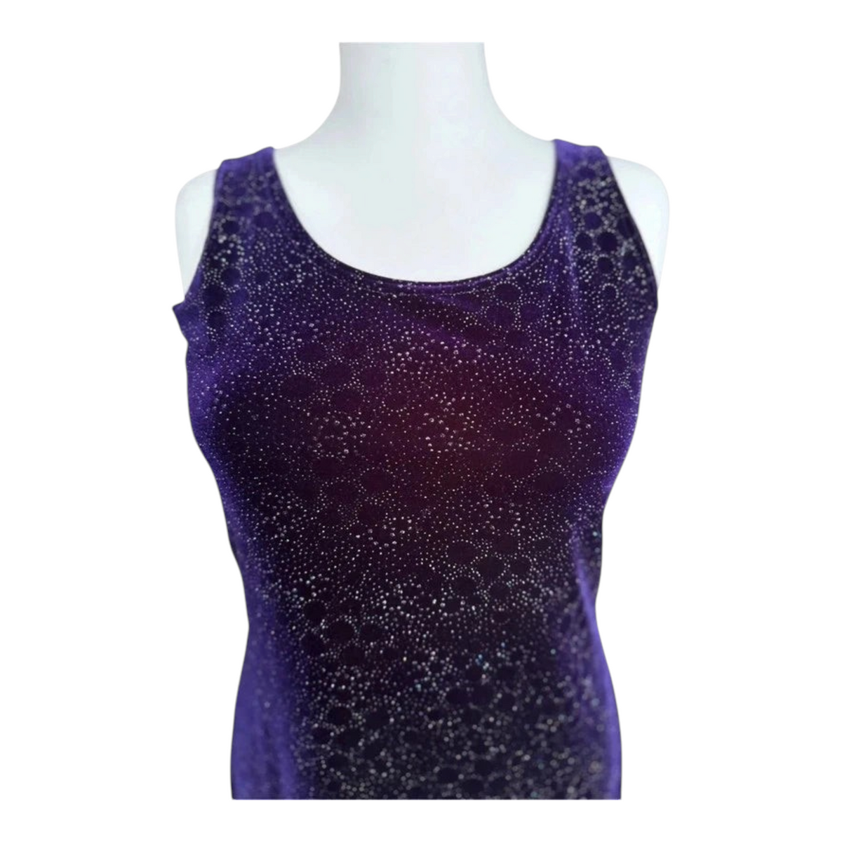 Fioletowa welurowa sukienka TrickandChic Onyx Nite by Wendy Chaitin z brokatowym wzorem w stylu vintage Y2K