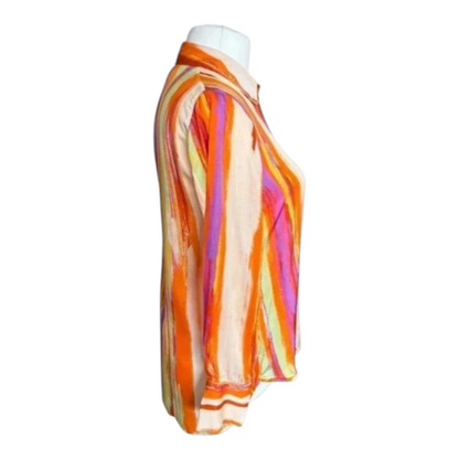 Koszula damska TrickandChic United Island w kolorowe pionowe paski w stylu retro z miękkiego materiału