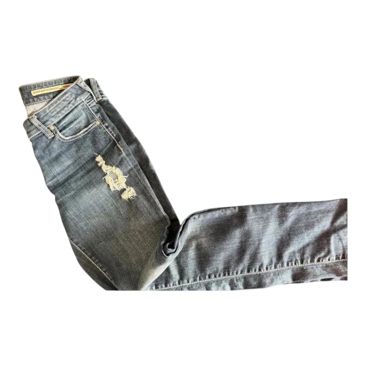 TrickandChic damskie jeansy Jacob Cohen z przetarciami i podszewką w kratkę wykonane z japońskiego denimu