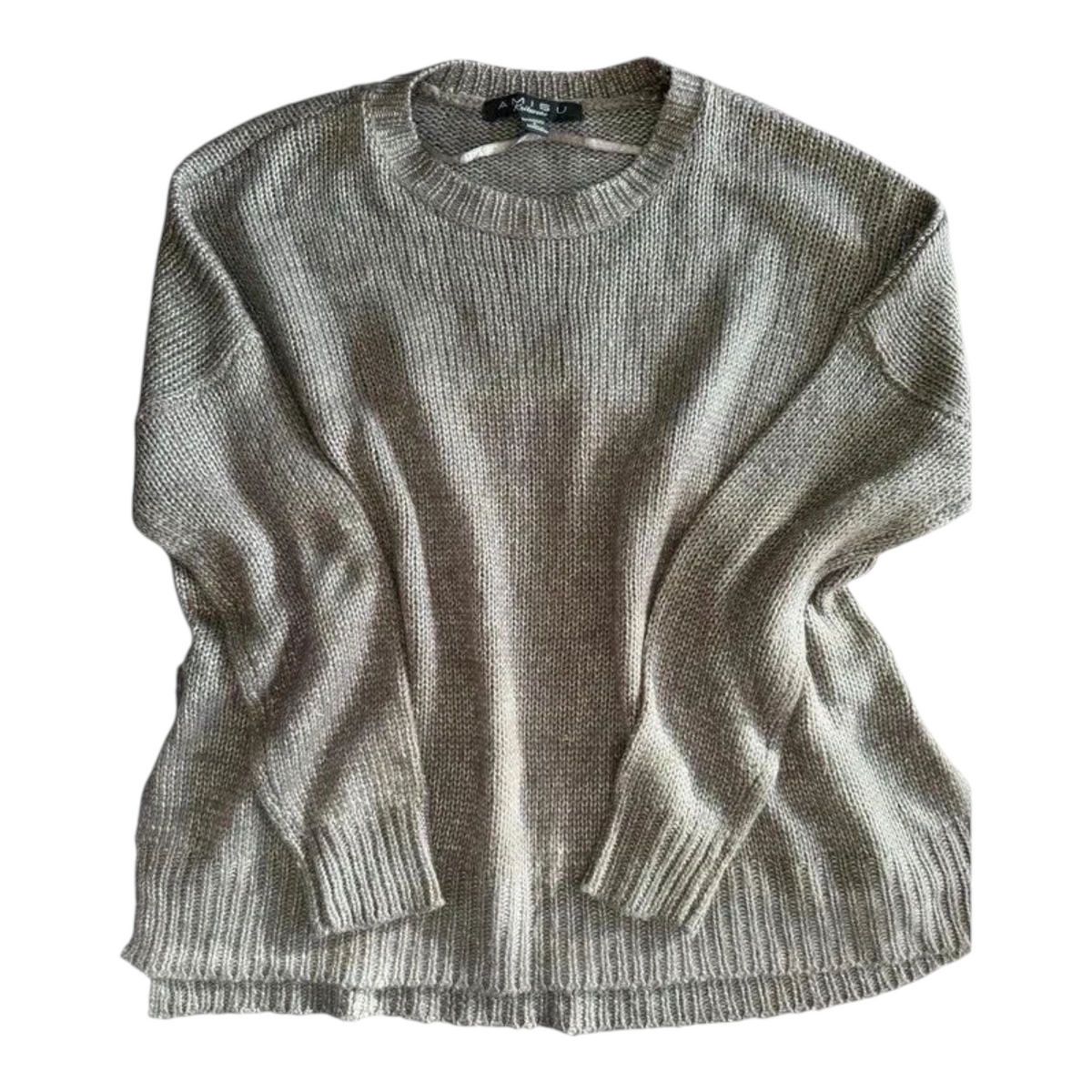 TrickandChic szary sweter damski Amisu o luźnym splocie z okrągłym dekoltem w rozmiarze S/M