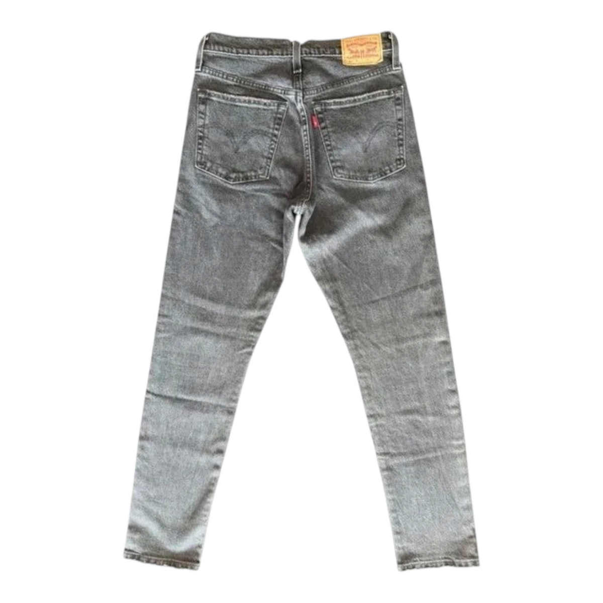 TrickandChic szare jeansy Levi's 501 vintage z charakterystyczną czerwoną metką R tab, widok z tyłu