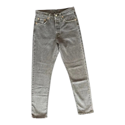 TrickandChic szare jeansy Levi's 501 vintage z efektem acid wash i zapięciem na guziki