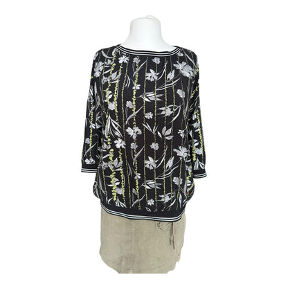 Bluzka w kwiaty s'questo 40 L ściągacz w paski sporty chic wzorzysty top