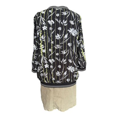 Bluzka w kwiaty s'questo 40 L ściągacz w paski sporty chic wzorzysty top