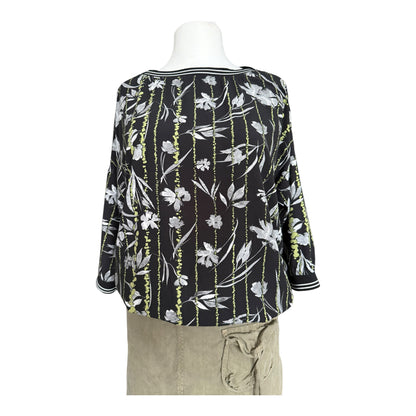 Bluzka w kwiaty s'questo 40 L ściągacz w paski sporty chic wzorzysty top
