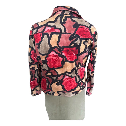 Unikatowa katana jeansowa Esthis w malowane róże kurtka dżinsowa kwiaty vintage boho M L