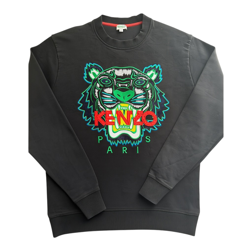 Czarna Bluza Kenzo Tygrys / Tiger Embroidery M 100% Bawełna Crewneck