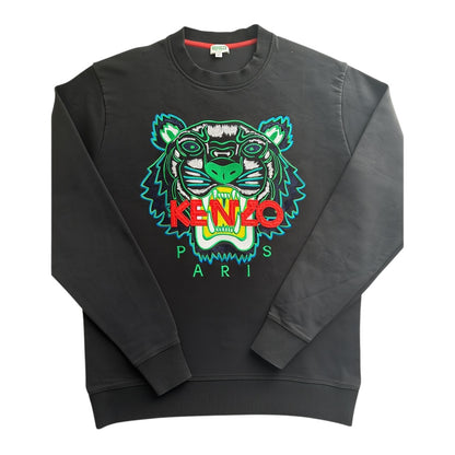 Czarna Bluza Kenzo Tygrys / Tiger Embroidery M 100% Bawełna Crewneck