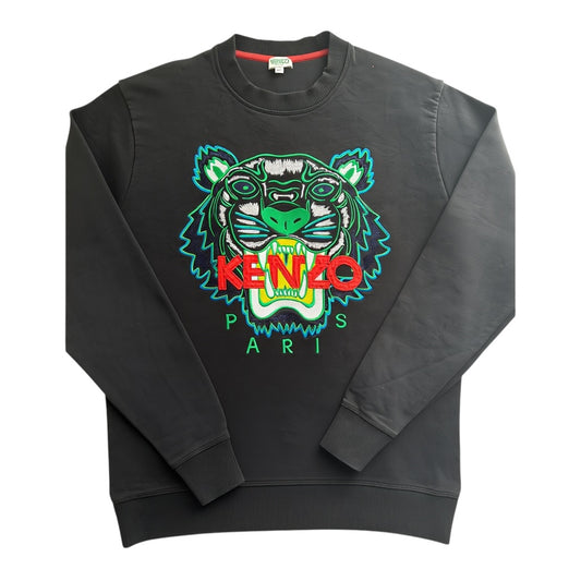 Czarna Bluza Kenzo Tygrys / Tiger Embroidery M 100% Bawełna Crewneck