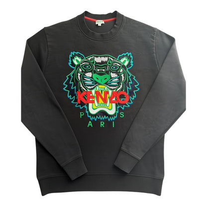 Czarna Bluza Kenzo Tygrys / Tiger Embroidery M 100% Bawełna Crewneck
