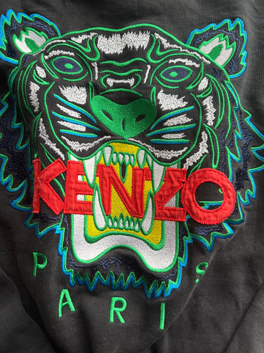 Czarna Bluza Kenzo Tygrys / Tiger Embroidery M 100% Bawełna Crewneck