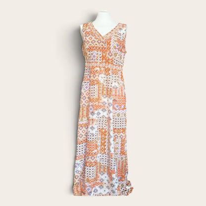 Sukienka Maxi Vintage Boho – Wzór Patchwork, Bez Rękawów TU M/L 38/40