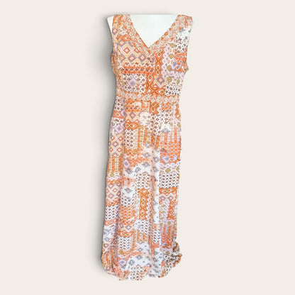 Sukienka Maxi Vintage Boho – Wzór Patchwork, Bez Rękawów TU M/L 38/40