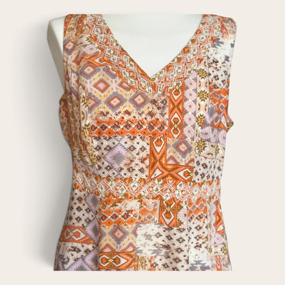 Sukienka Maxi Vintage Boho – Wzór Patchwork, Bez Rękawów TU M/L 38/40