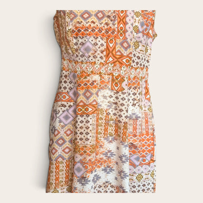 Sukienka Maxi Vintage Boho – Wzór Patchwork, Bez Rękawów TU M/L 38/40