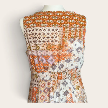Sukienka Maxi Vintage Boho – Wzór Patchwork, Bez Rękawów TU M/L 38/40