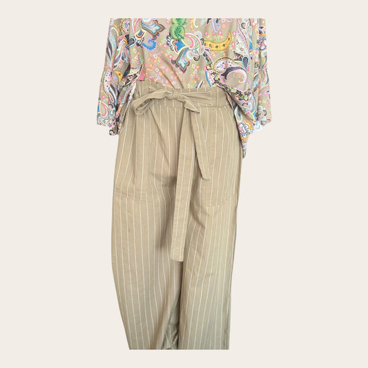 Cotton trousers 42 XL green stripes VRS