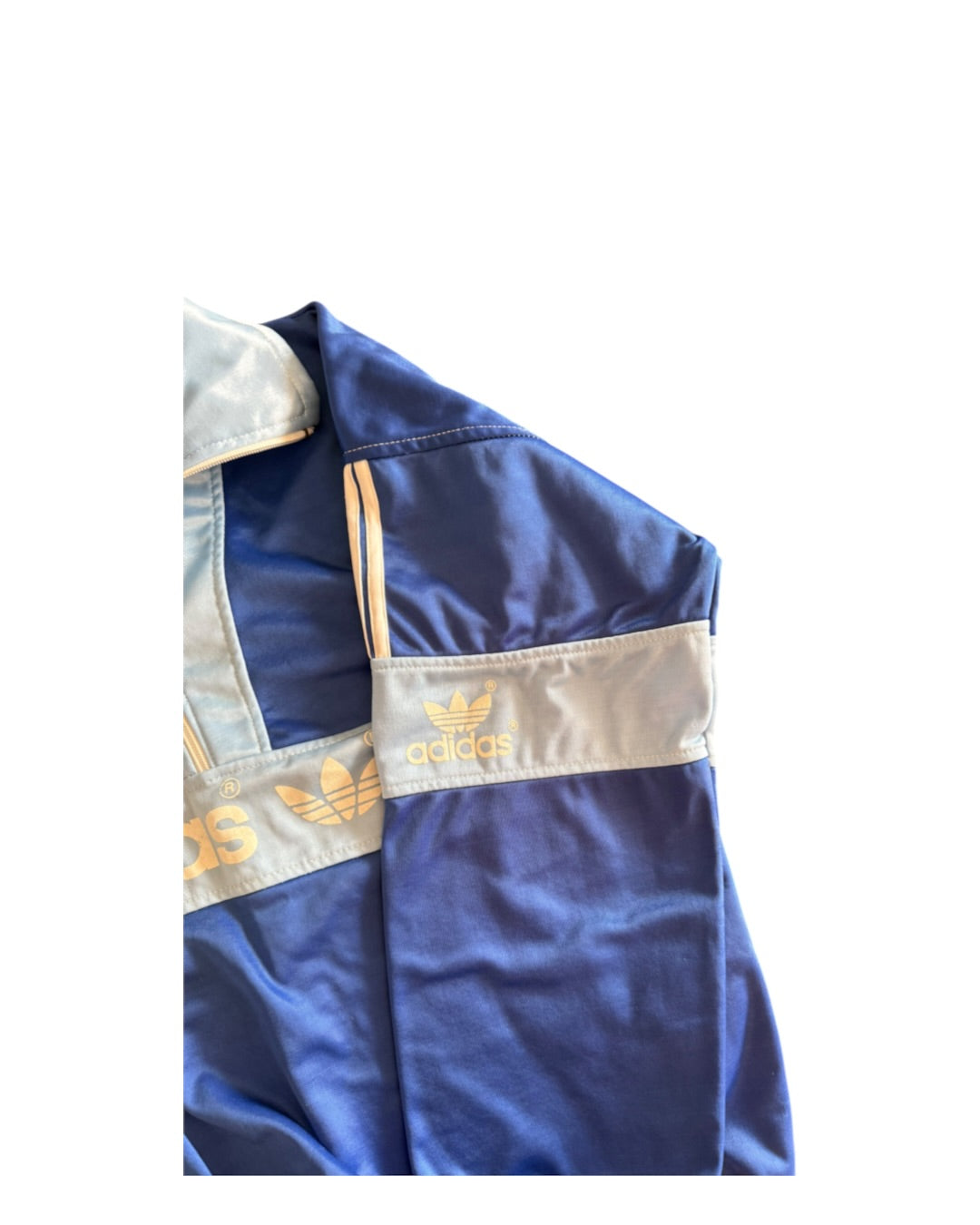 Bluza Adidas vintage retro track jacket niebieska stójka zamek z dużym logo trefoil