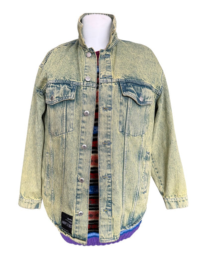Bershka kurtka jeansowa acid wash oversize marmurek vintage retro M/L