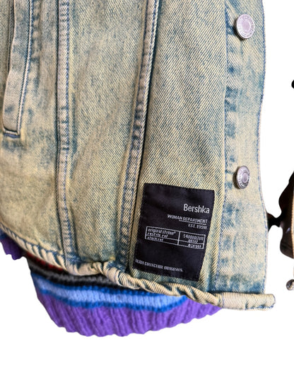 Bershka kurtka jeansowa acid wash oversize marmurek vintage retro M/L