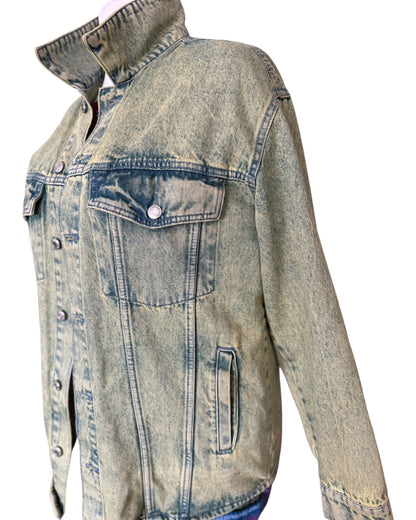 Bershka kurtka jeansowa acid wash oversize marmurek vintage retro M/L