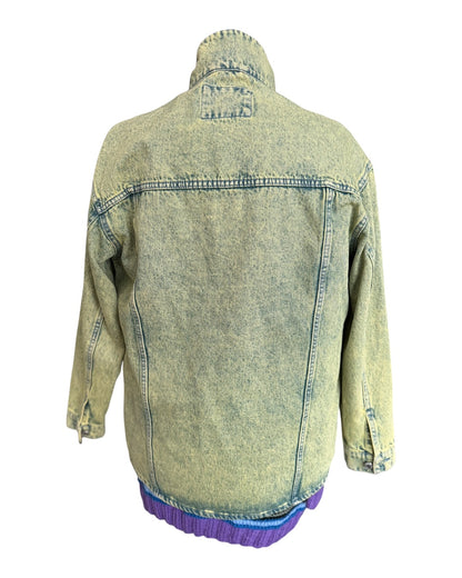 Bershka kurtka jeansowa acid wash oversize marmurek vintage retro M/L