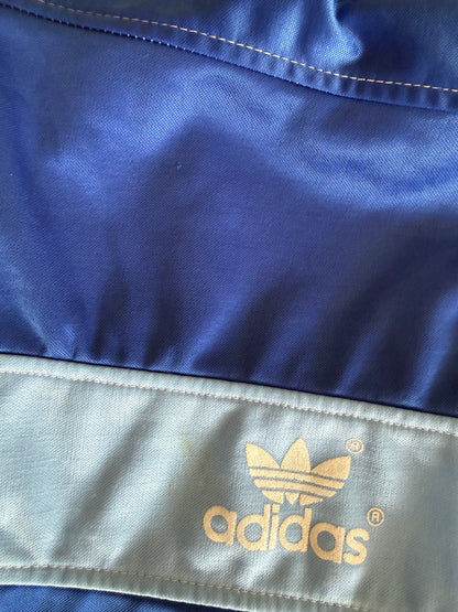 Bluza Adidas vintage retro track jacket niebieska stójka zamek z dużym logo trefoil
