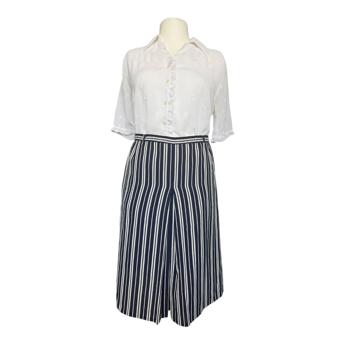 Biała bluzka koszulowa vintage Lizel XXL 44 46 haft falbanki romantyczna retro