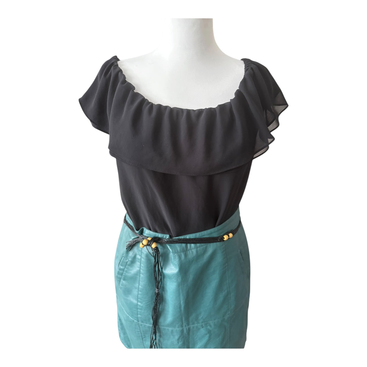 Czarna bluzka hiszpanka z falbaną & Other Stories 40 L (wypada 42 XL / oversize)