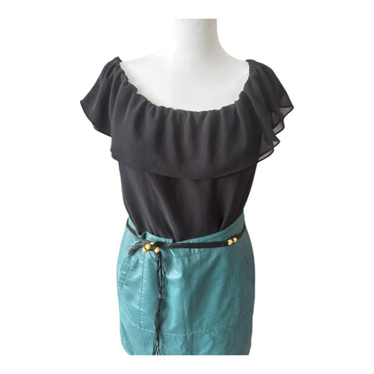 Czarna bluzka hiszpanka z falbaną & Other Stories 40 L (wypada 42 XL / oversize)