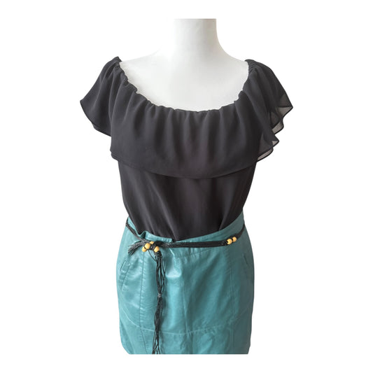 Czarna bluzka hiszpanka z falbaną & Other Stories 40 L (wypada 42 XL / oversize)