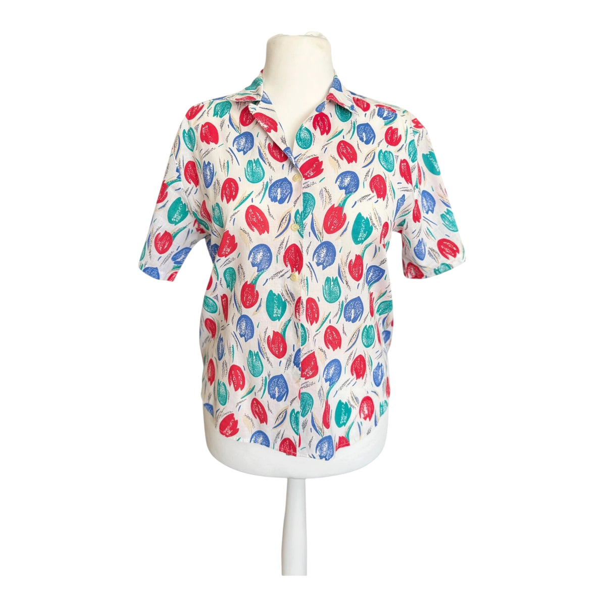 Koszula vintage St. Michael w tulipany 100% bawełna – widok z przodu, XL