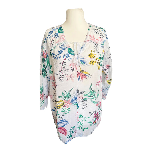 Lekka koszula bluzka w kwiaty Joe Fresh 46 3XL 100% bawełna tunika boho chwost