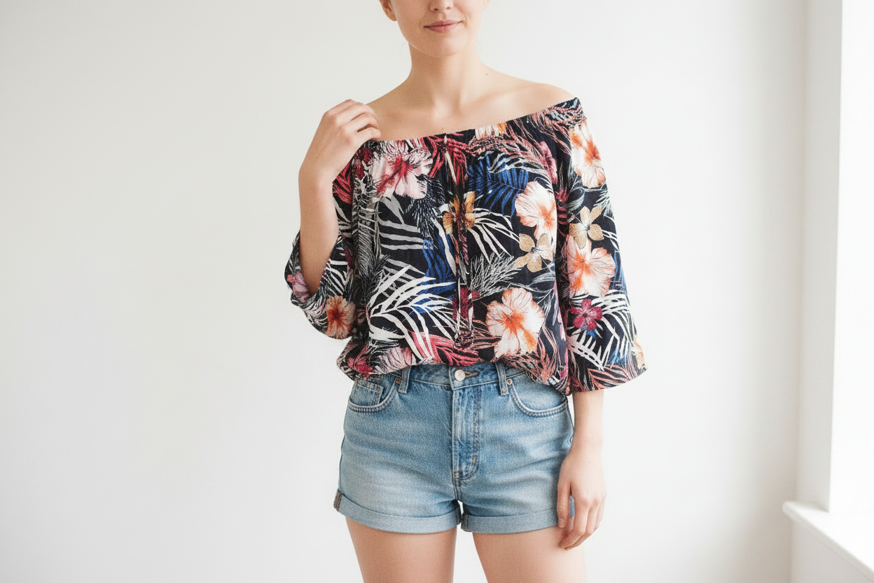 Bluzka Comma - krótsze rękawy, odsłonięte ramiona