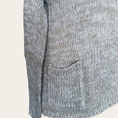 Beżowy sweter TrickandChic Atmosphere z melanżowej dzianiny z kieszenią i srebrną nitką