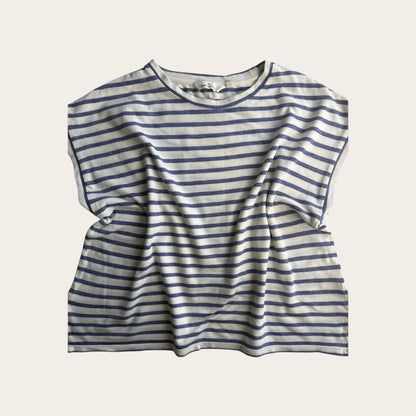 Damska koszulka w paski TrickandChic z organicznej bawełny o luźnym kroju oversize w stylu marynarskim