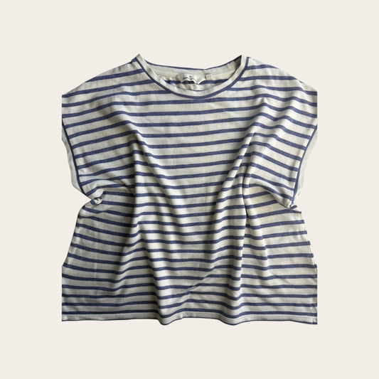 Damska koszulka w paski TrickandChic z organicznej bawełny o luźnym kroju oversize w stylu marynarskim