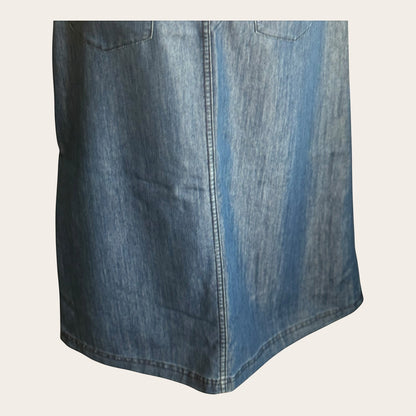 Granatowa spódnica jeansowa vintage marki OVS z miękkiego denimu w stylu lat 90.