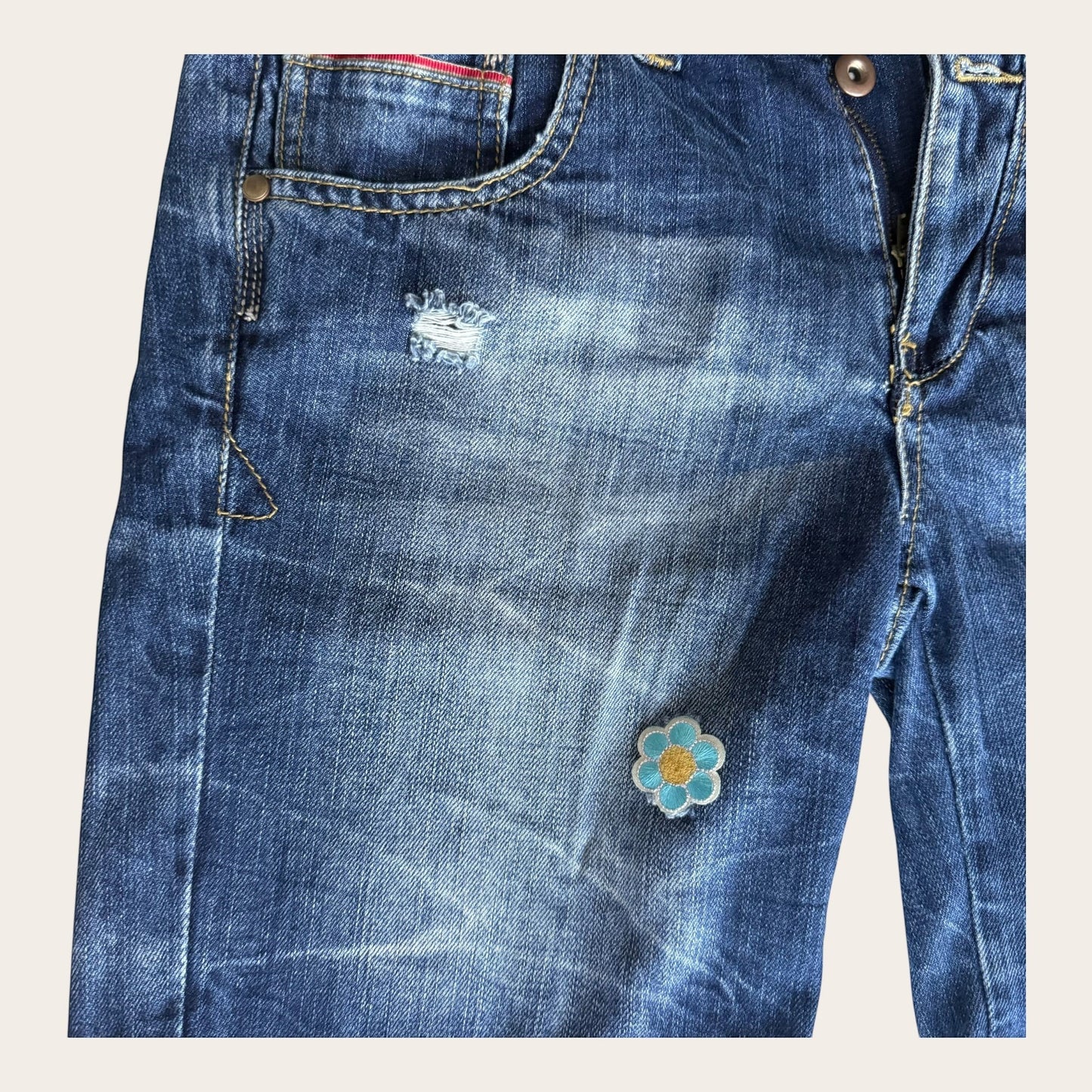 TrickandChic damskie szorty jeansowe vintage z kwiatową aplikacją w stylu y2k