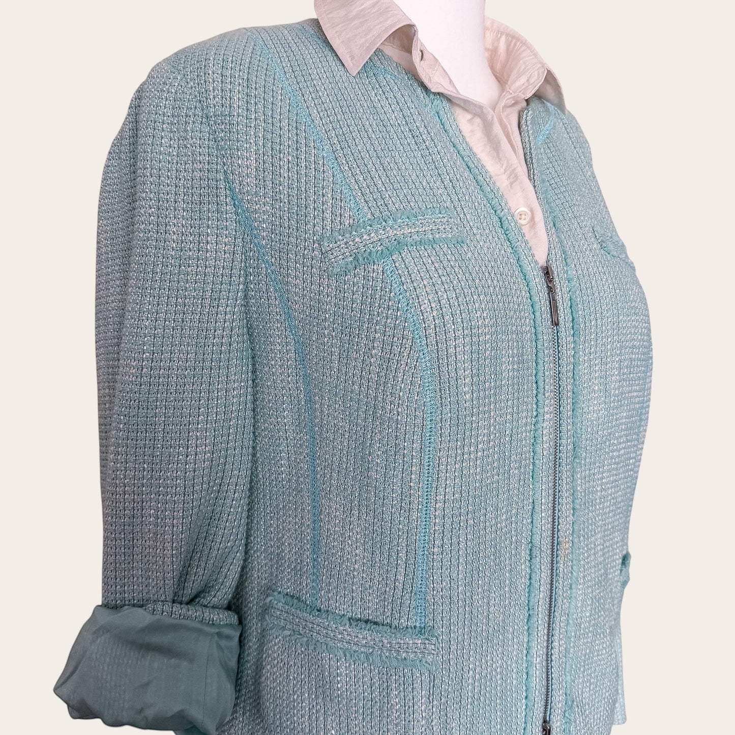 Elegancki żakiet TrickandChic Gerry Weber w kolorze miętowym z rękawem 3/4 i ozdobnymi kieszeniami
